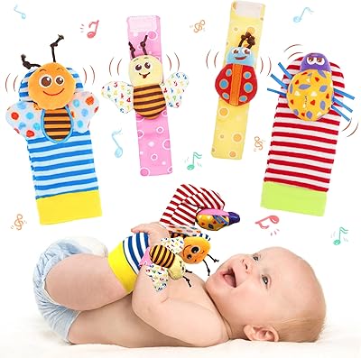 Chaussettes à main pour bébé, jouet hochet, manchette de bras, chaussettes de cheville