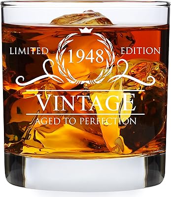 Cadeaux d'anniversaire pour hommes 75e - verre à whisky vintage 1948 de 11