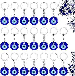 Alekdon 20 pièces porte-clés œil bleu turc breloques suspendues porte-clés en verre