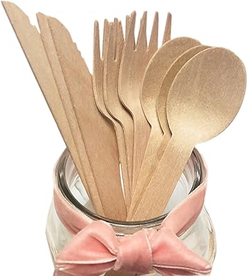 Couverts jetables en bois naturel robuste alternative parfaite au plastique 50