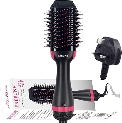 Brosse coiffante à air chaud rebune one-step 1200 w, brosse volumisante 5 en