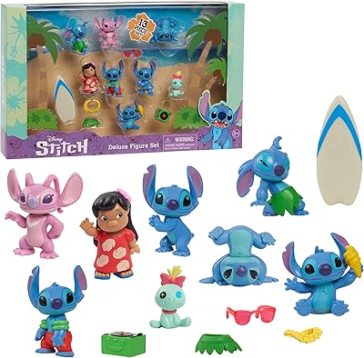 Collection de figurines disney lilo & stitch deluxe, ensemble de 13 pièces