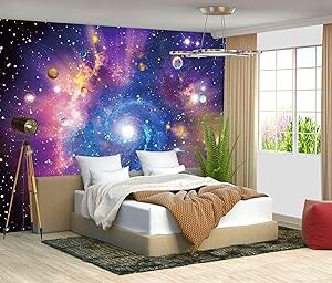 Fightal - papier peint mural pour enfants planète galaxie toile de fond système solaire ciel étoilé plafond mural grand cinéma maison univers pour salon chambre à coucher 151\"x105\" (il n'est pas pelé et collé). Diaytar Sénégal : Votre destination e-commerce pour des produits de qualité à prix discount