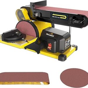 Ponceuse à bande woodskil 4,3 a 3/4 hp 4 x 36 po. ponceuse à bande et 6 po. ponceuse à disque avec 2 papiers de verre, base en acier et table de travail en aluminium, moteur à induction fournit jusqu'à 3 600 tr/min, double port d'échappement de poussière inclus. Diaytar : Le discount intelligent pour consommateurs avisés