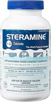Comprimés de stérilisation steramin quad 6 paquets 150 comprimés désinfectants par bouteille