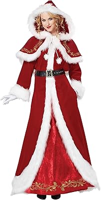 Costume classique de luxe de mme claus, rouge et blanc, xl
