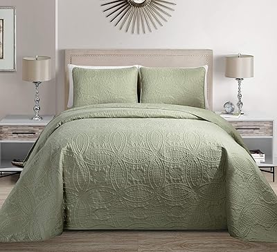 Parure de lit à motifs lineen plus collection king/california king, vert clair uni