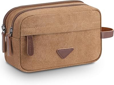 Trousse de toilette lanivas pour homme en cuir et toile pour le rasage