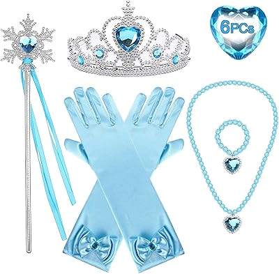 Coffret cadeau d'accessoires pour robe de princesse avec collier couronne d'elsa, boucles d'oreilles
