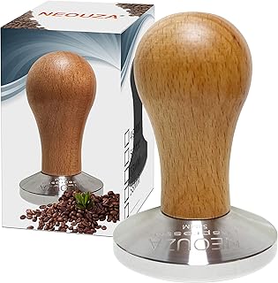 Tasseur à café newza espresso, 58 mm, avec manche en bois et base