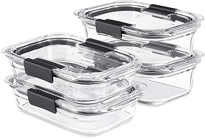 Lot de 4 boîtes de conservation en verre rubbermaid brilliance avec couvercles