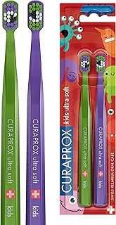 Brosse à dents ultra douce curaprox pour enfants, édition little bacteria duo