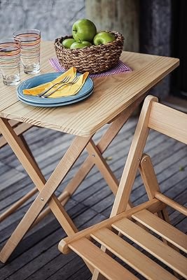 Ensemble table et chaises pliantes en teck tramontina finition naturelle par potenza