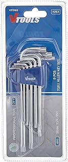 Jeu de 9 clés torx longues en chrome vanadium v tools (1,5-10 mm)