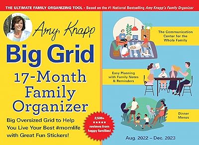 Calendrier mural de l'organisateur familial big grid d'amy knapp 2023 : août 2022