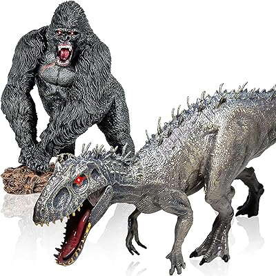 Figurine king kong contre indominus rex figurine de dinosaure réaliste avec mâchoire