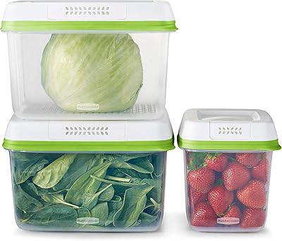Récipients de rangement pour réfrigérateur rubbermaid avec couvercles, lavables au lave-vaisselle, transparent/vert