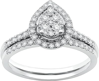 Ensemble de bagues de fiançailles en argent sterling en forme de poire