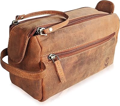 Trousse de rasage et de toilette en cuir pour homme voyage