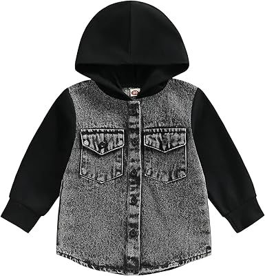 Veste en jean à capuche pour tout-petits garçons et filles, veste en jean