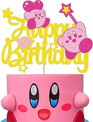 Superdecor cake topper pour kir-by star double face paillettes joyeux anniversaire gâteau bruant