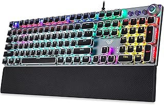 Clavier mécanique de jeu 104 touches anti-multi-touches marron rétroéclairées par led