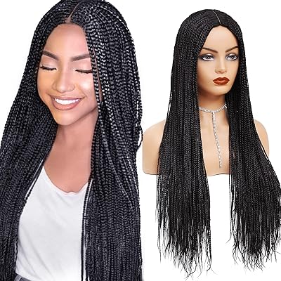 Perruques tressées rosebony perruque de tresses de boîte longue pour femmes 28 pouces