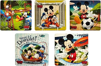 Misha toys puzzle mickey mouse et ses amis, paquet de 5, 45 pièces