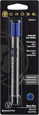 Stylo à bille rechargeable cross bleu fin double recharge