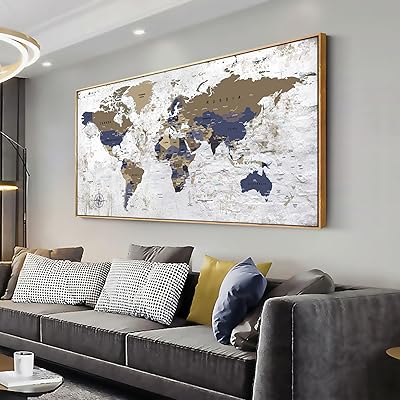 Art mural sur toile carte du monde encadrée taille 20" x
