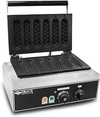 Grace commercial hot dog gaufrier 1500w, 6 pièces, gaufrier antiadhésif commercial et gaufrier