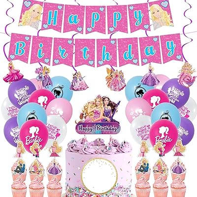 Fournitures de fête d'anniversaire gulsakurara pour filles 56 pièces décorations comprenant des bannières