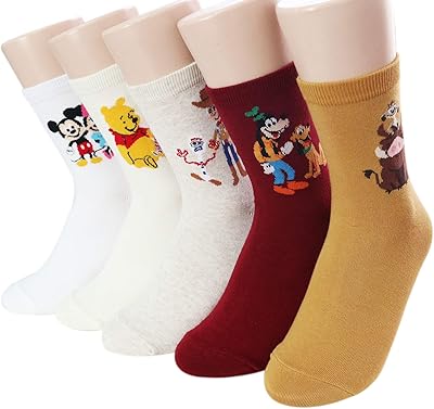 Chaussettes originales sock sense cartoon pour femmes, disney 5 (4 paires (4 couleurs)