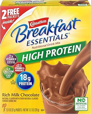 Mélange pour boisson en poudre riche en protéines carnation breakfast essentials, chocolat au