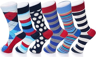 Lot de 6 chaussettes formelles côtelées en coton pour hommes, couleur unie, taille