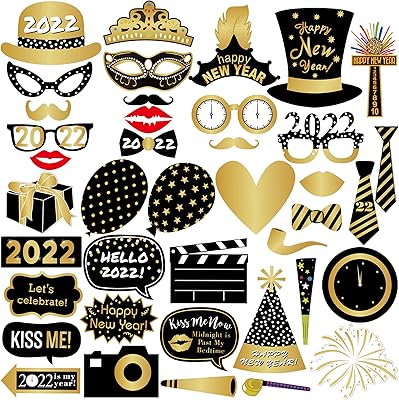 Accessoires pour photomaton du nouvel an 2022 - paquet de 46 | décorations du nouvel an 2022 | fournitures de fête du nouvel an 2022 | accessoires pour photomaton du nouvel an 2022 | accessoires photo de new york 2022. Diaytar : Votre destination shopping préférée au Sénégal