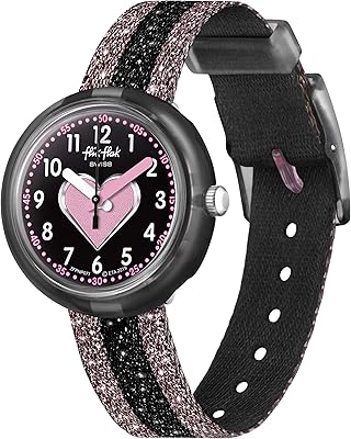 Montre à quartz flik flak avec bracelet textile, noir, montre décontractée 14, modèle