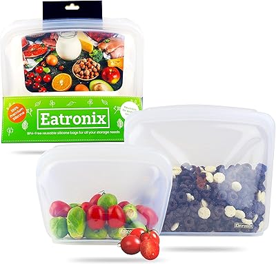 Lot de 2 sacs de congélation réutilisables en silicone extra larges sacs