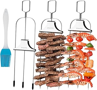 Brochettes de barbecue à 3 voies, brochettes de barbecue en métal de 14