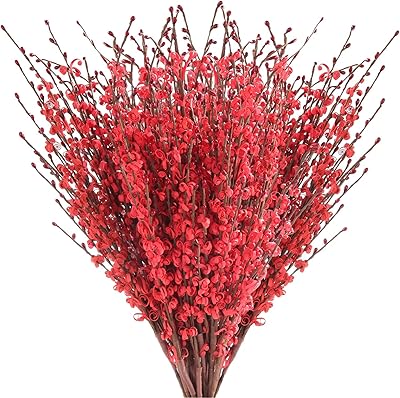10 pièces 29,5" plantes et fleurs artificielles, jasmin d'hiver et baies artificielles
