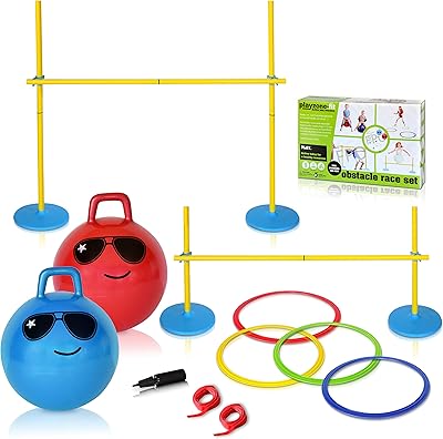 Ensemble de course slackers play zone, comprend des obstacles, une barre limbo