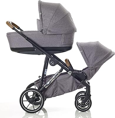 Poussette tandem et nacelle mee-go uno+ - gris perle