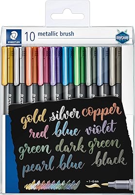 Stedtler 8321 tb10 stylo pinceau en métal, lot de 10 couleurs assorties