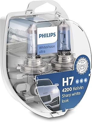 Ampoule de phare de voiture philips white vision ultra h7, 4 200 kelvin