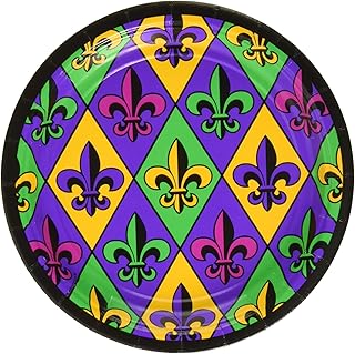Assiettes rondes en papier fleur de lis - 7 pouces, multicolores, paquet
