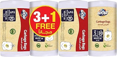 Sacs poubelles biodégradables wow oxo, 4 rouleaux, capacité de 5 gallons, blanc