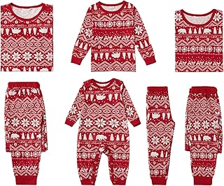 Ensemble pyjama de noël assorti en famille de rennes et de flocons