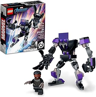 Lego marvel 76204 kit de construction d'armure mech black panther, figurine mech