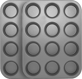 Ensemble de moules à muffins antiadhésifs oven staff de 12 tasses - gris