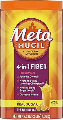 Metamucil, fibres, supplément de fibres de psyllium 4-en-1 en poudre avec vrai sucre, boisson onctueuse à saveur d'orange, 114 portions. Profitez des meilleurs deals du Sénégal sur Diaytar